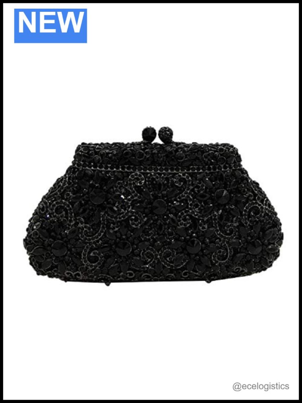 Boutique De FGG Mini Crown Crystal Clutch Purse, Heavy Rhinestone Evening